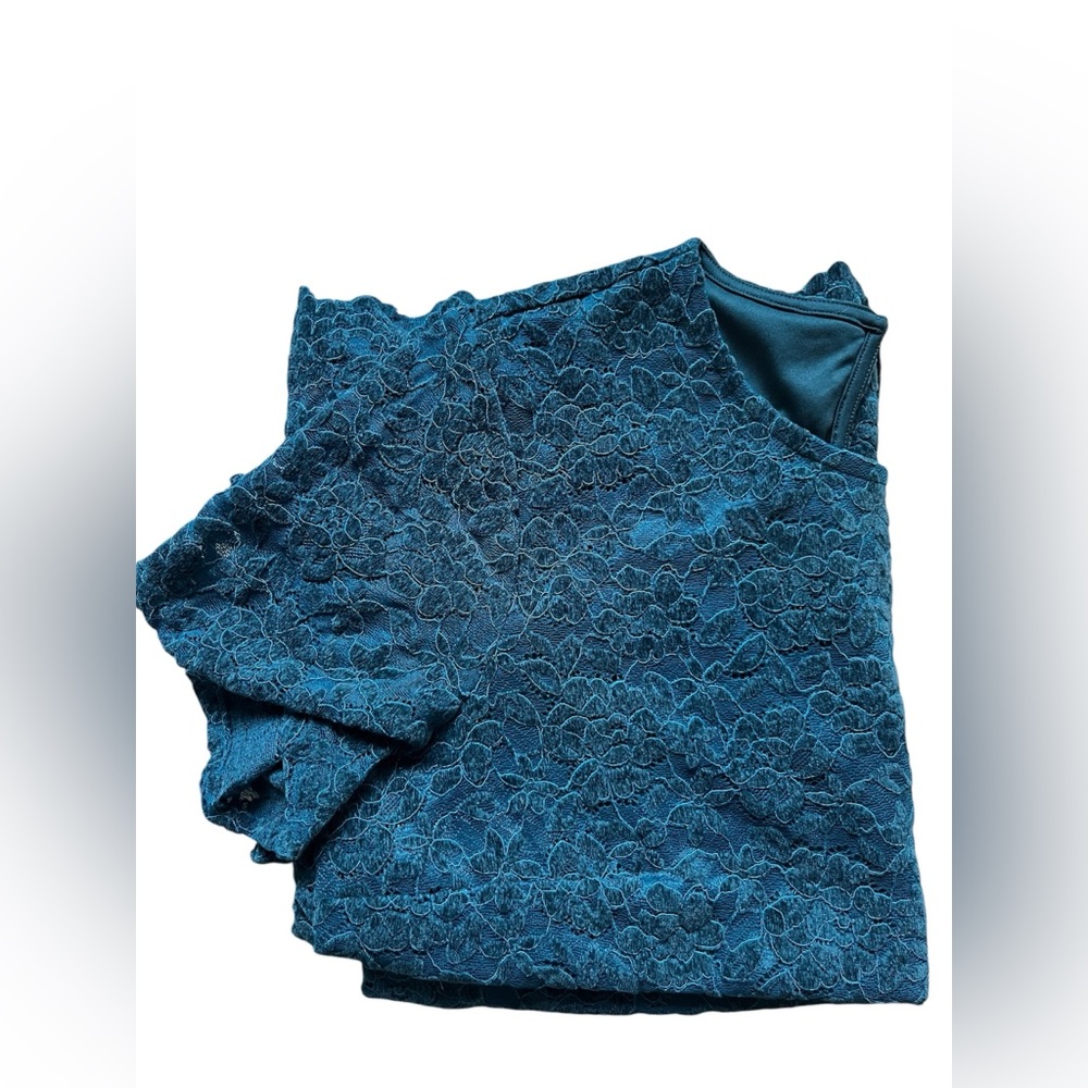 Teal Floral Lace Top